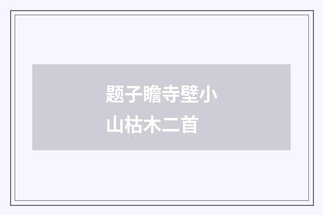 题子瞻寺壁小山枯木二首