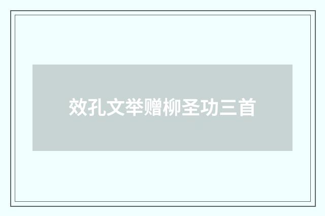 效孔文举赠柳圣功三首