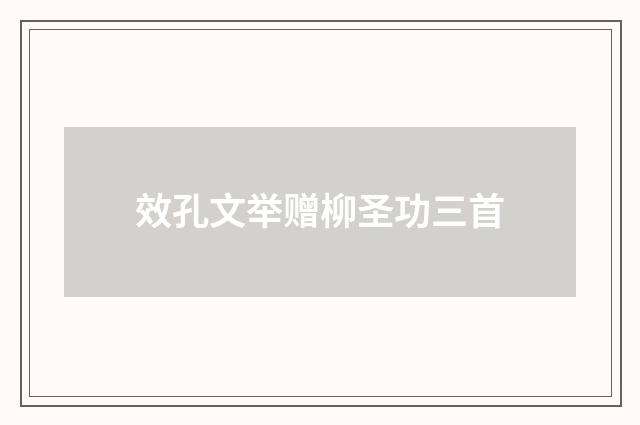 效孔文举赠柳圣功三首