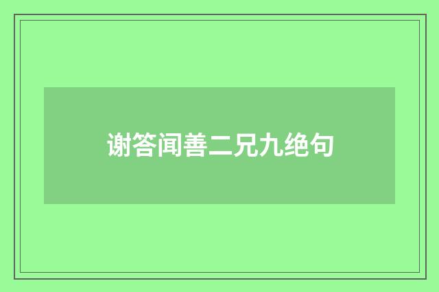谢答闻善二兄九绝句