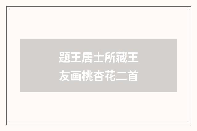题王居士所藏王友画桃杏花二首