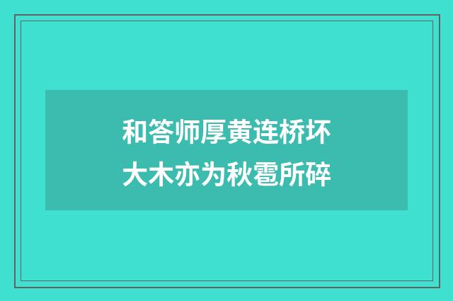 和答师厚黄连桥坏大木亦为秋雹所碎