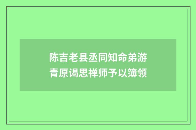 陈吉老县丞同知命弟游青原谒思禅师予以簿领