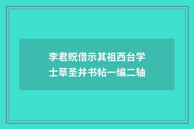 李君贶借示其祖西台学士草圣并书帖一编二轴