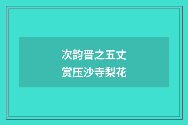 次韵晋之五丈赏压沙寺梨花