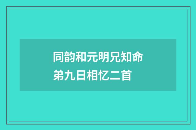 同韵和元明兄知命弟九日相忆二首