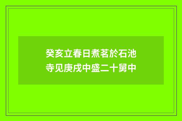 癸亥立春日煮茗於石池寺见庚戌中盛二十舅中