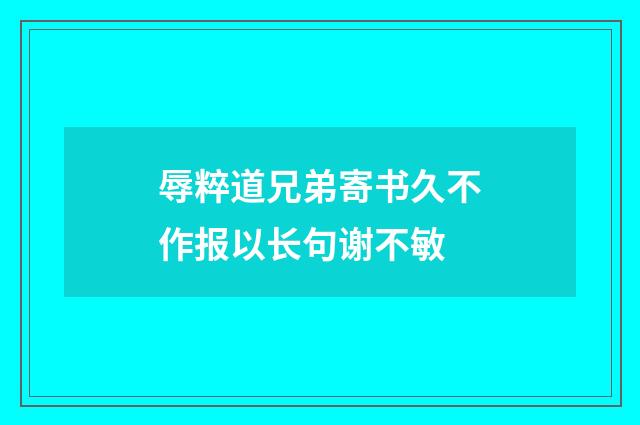 辱粹道兄弟寄书久不作报以长句谢不敏