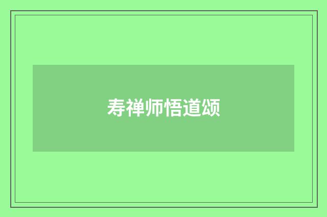 寿禅师悟道颂