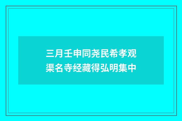 三月壬申同尧民希孝观渠名寺经藏得弘明集中