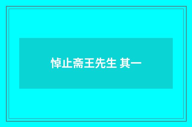 悼止斋王先生 其一