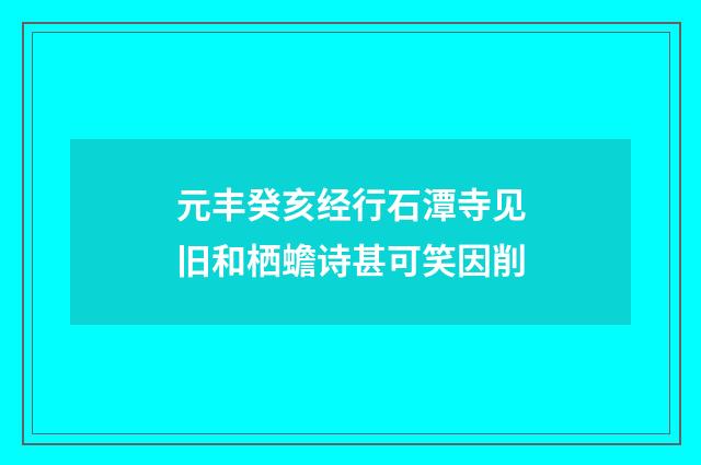 元丰癸亥经行石潭寺见旧和栖蟾诗甚可笑因削