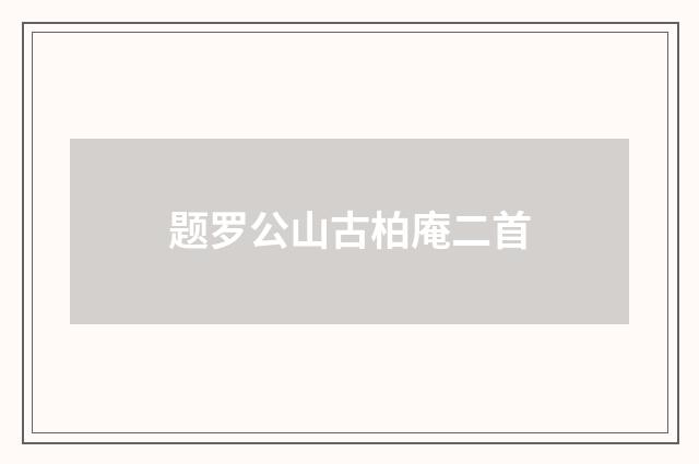 题罗公山古柏庵二首