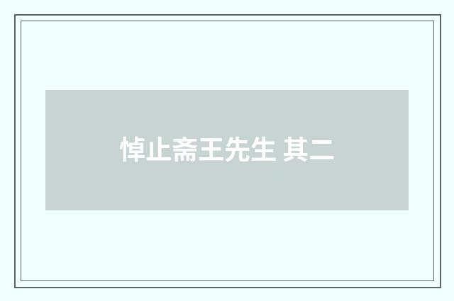 悼止斋王先生 其二