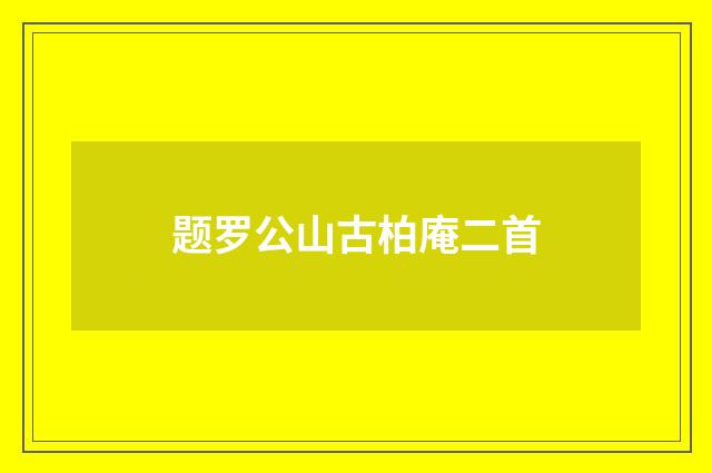 题罗公山古柏庵二首