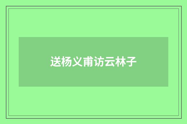 送杨义甫访云林子