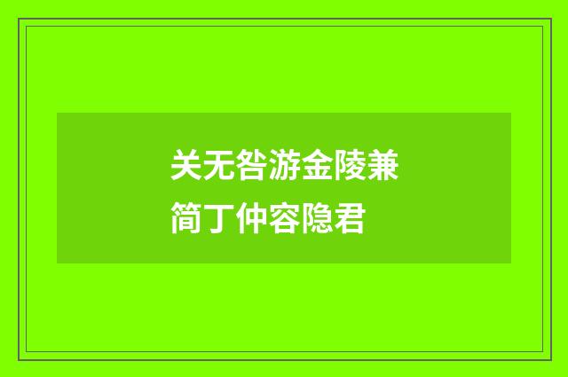 关无咎游金陵兼简丁仲容隐君