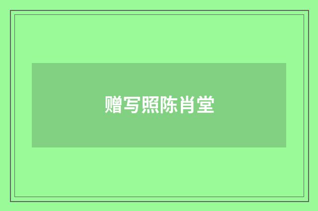 赠写照陈肖堂