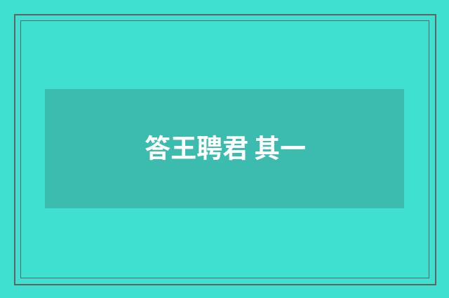 答王聘君 其一
