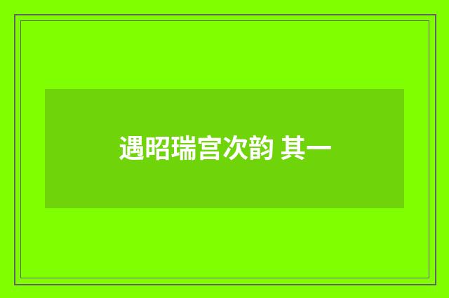遇昭瑞宫次韵 其一