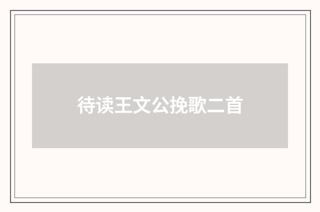 待读王文公挽歌二首
