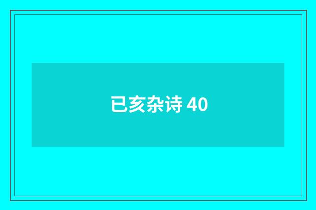 已亥杂诗 40