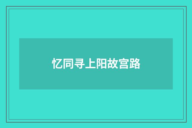 忆同寻上阳故宫路