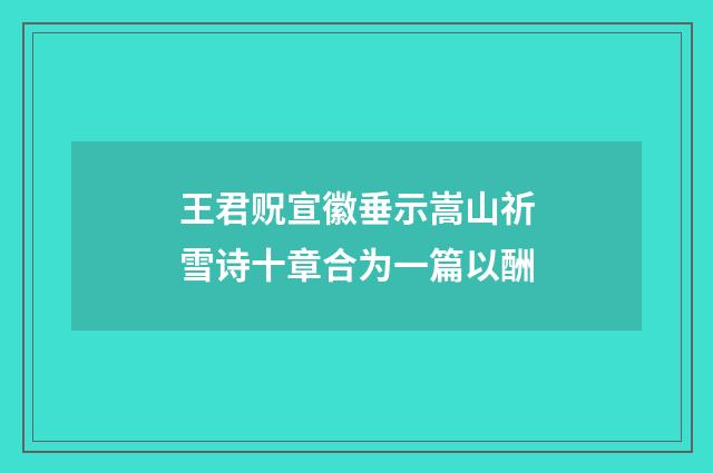 王君贶宣徽垂示嵩山祈雪诗十章合为一篇以酬