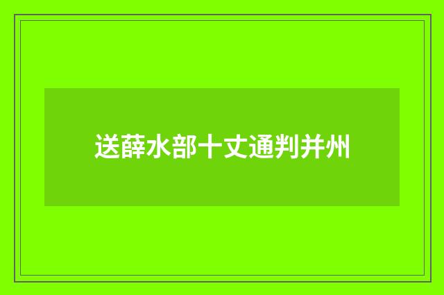 送薛水部十丈通判并州