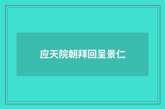 应天院朝拜回呈景仁