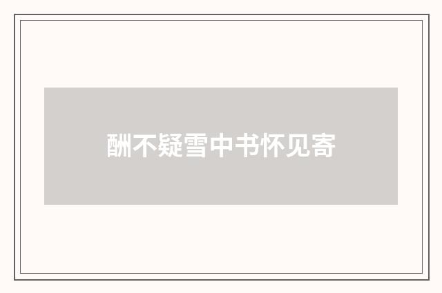 酬不疑雪中书怀见寄