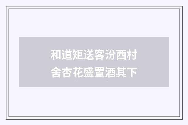 和道矩送客汾西村舍杏花盛置酒其下