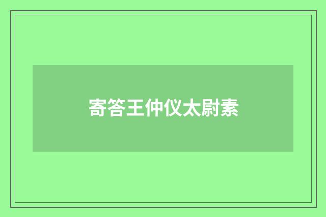 寄答王仲仪太尉素