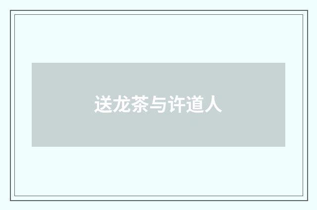 送龙茶与许道人