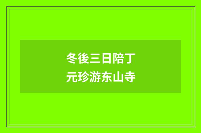 冬後三日陪丁元珍游东山寺