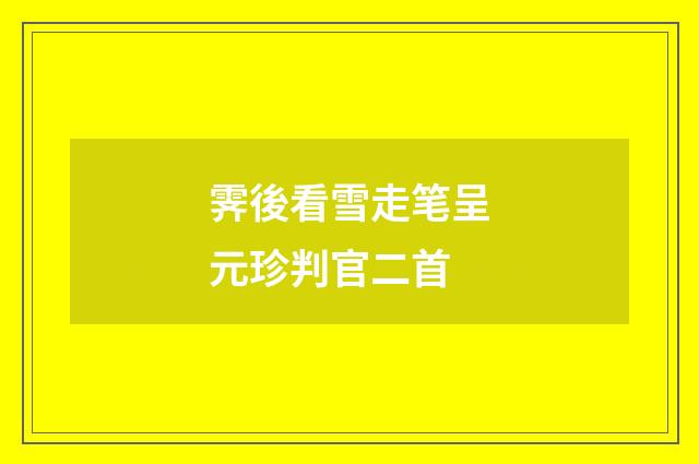 霁後看雪走笔呈元珍判官二首