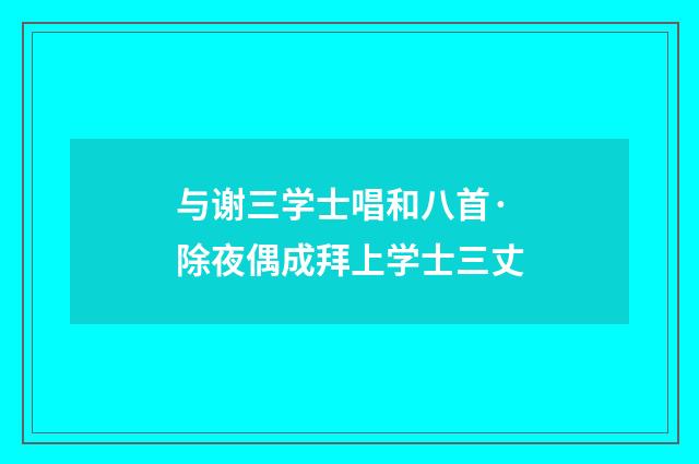 与谢三学士唱和八首·除夜偶成拜上学士三丈