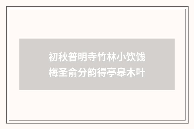 初秋普明寺竹林小饮饯梅圣俞分韵得亭皋木叶