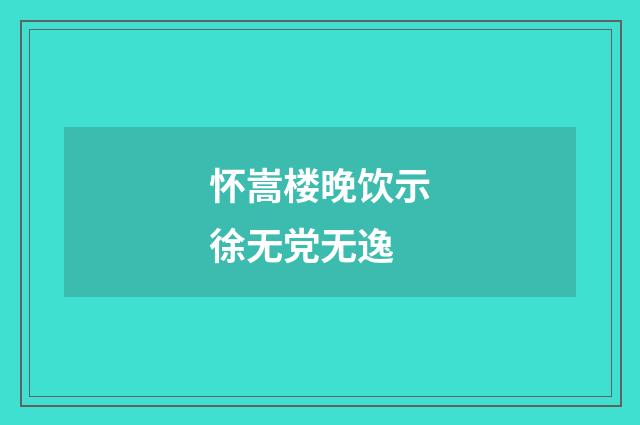 怀嵩楼晚饮示徐无党无逸