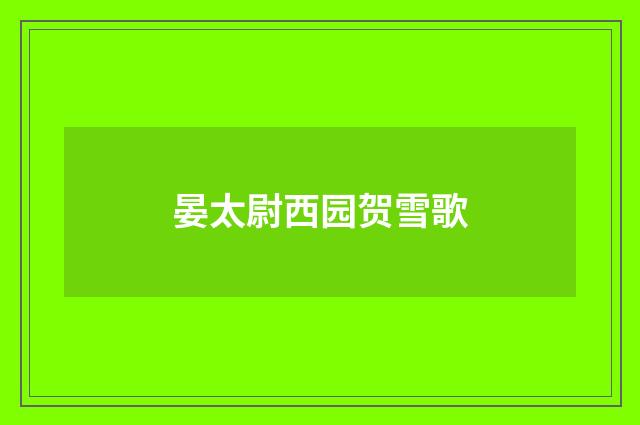 晏太尉西园贺雪歌