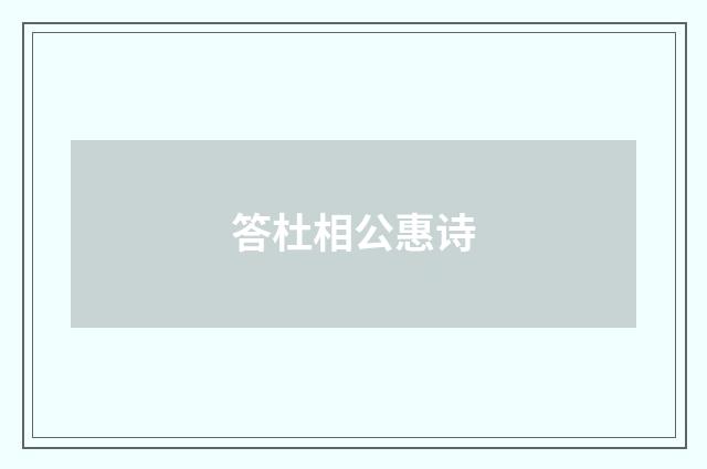 答杜相公惠诗