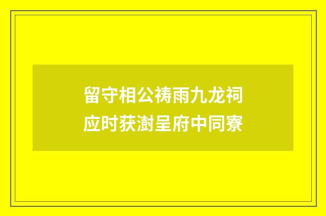 留守相公祷雨九龙祠应时获澍呈府中同寮