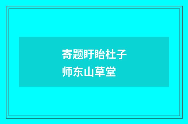 寄题盱眙杜子师东山草堂