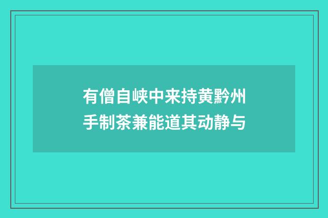 有僧自峡中来持黄黔州手制茶兼能道其动静与
