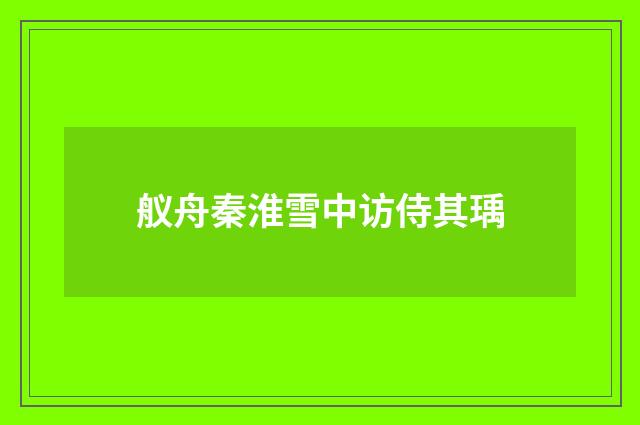 舣舟秦淮雪中访侍其瑀