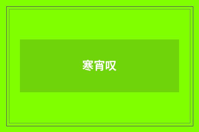 寒宵叹