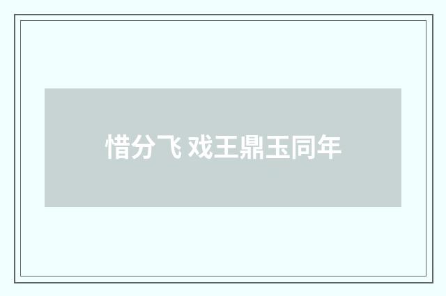 惜分飞 戏王鼎玉同年
