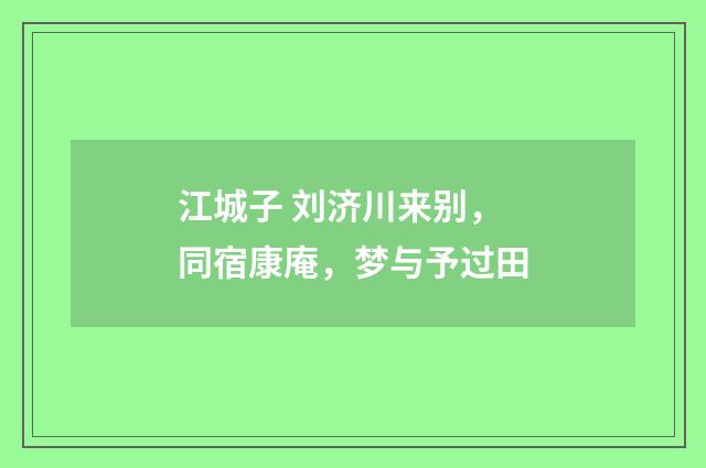 江城子 刘济川来别，同宿康庵，梦与予过田