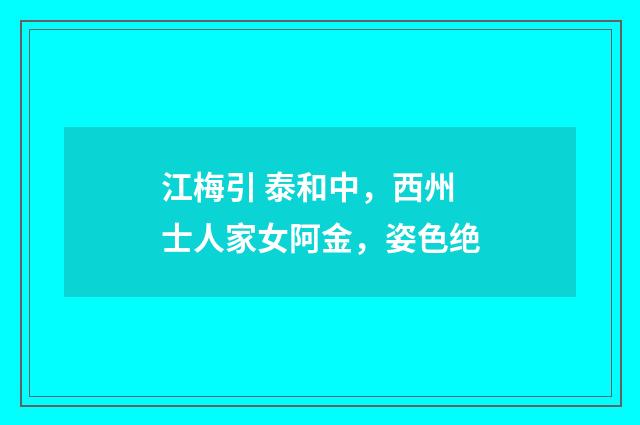 江梅引 泰和中，西州士人家女阿金，姿色绝
