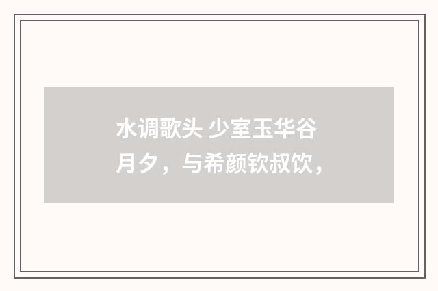 水调歌头 少室玉华谷月夕，与希颜钦叔饮，